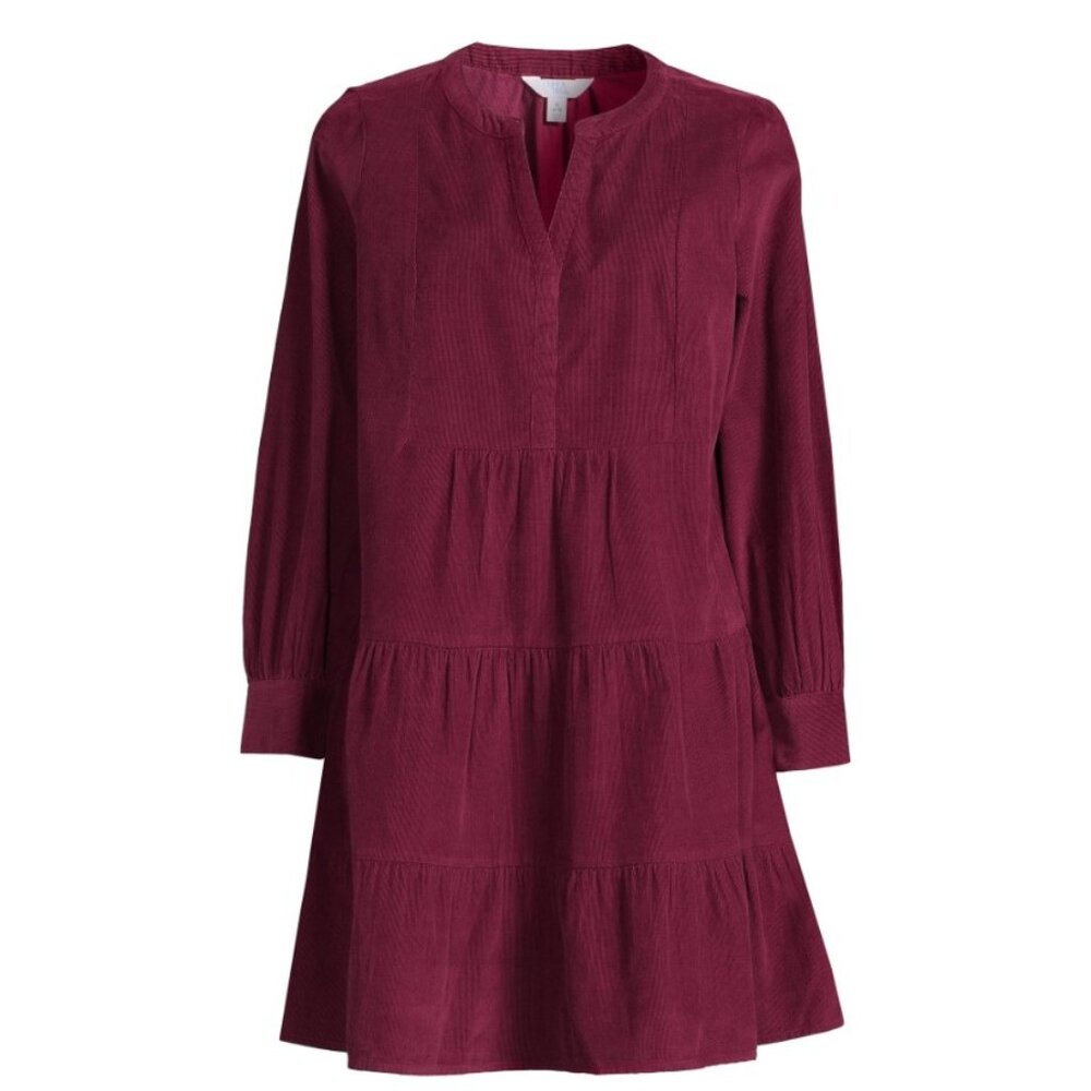 Time and Tru Women's 100% Cotton Tiered Corduroy Dress - Size Large